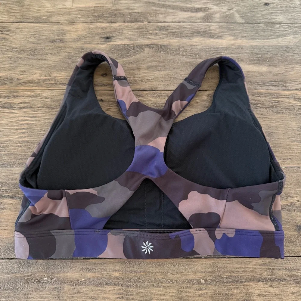 Athleta‎ Womens Small Camo Racerback Sports Bra Purple Blue Camouflage